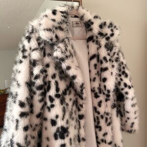 SHEIN Black and White Faux Fur Coat